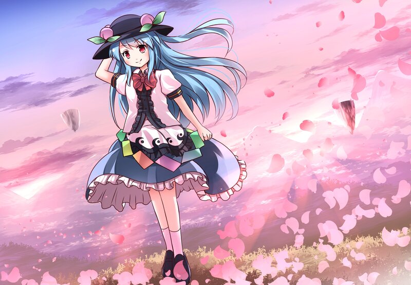 Blue-haired Girl in Dress — Pink, Dreamy