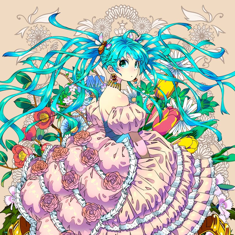 Blue-haired Girl in Dress — Pink, Festive