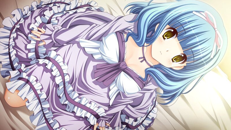 Blue-haired Girl in Dress — Purple, Calm