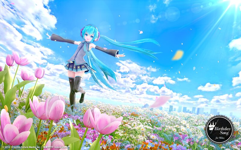 Blue-haired Girl in Field — Blue, Joyful