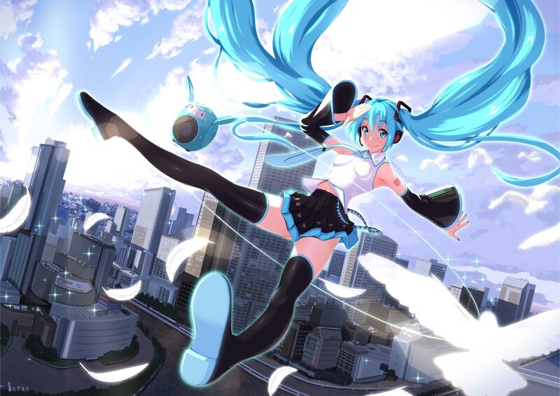 Blue-haired Girl in Flight