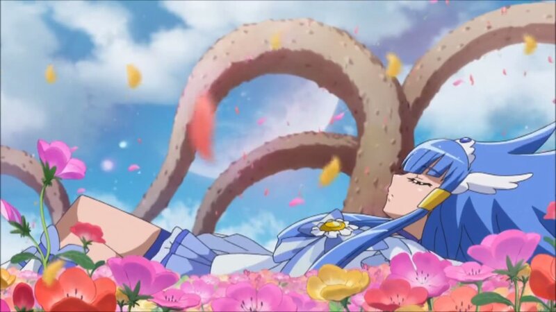 Blue-haired Girl in Flowers — Blue, Serene, Afternoon