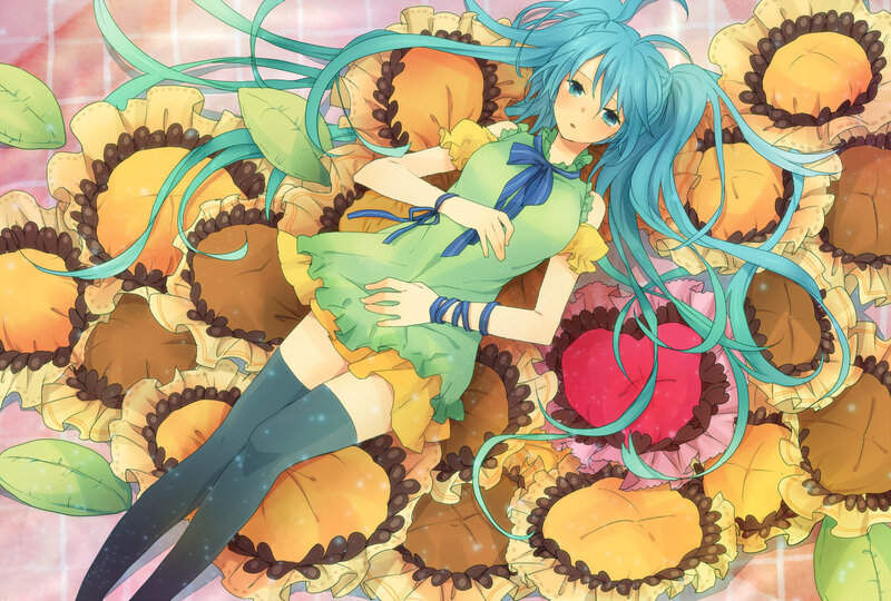 Blue-haired Girl in Flowers