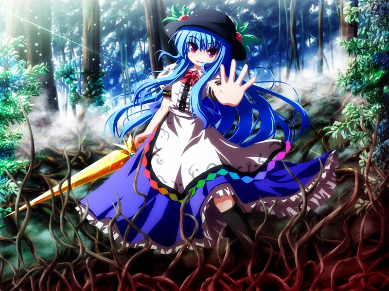 Blue-haired Girl in Forest — Blue, Dramatic
