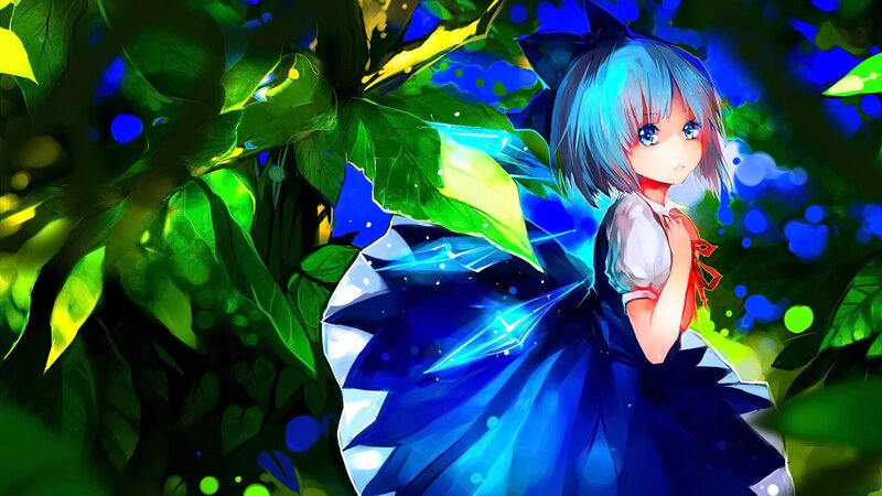 Blue-haired Girl in Forest — Blue, Serene, Anime