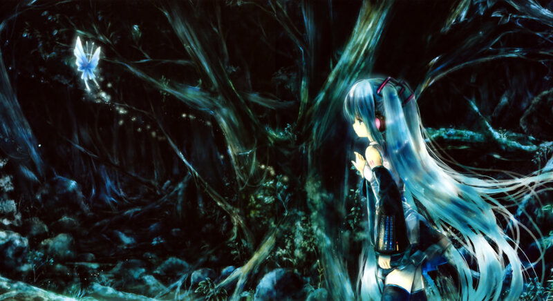 Blue-haired Girl in Forest — Blue