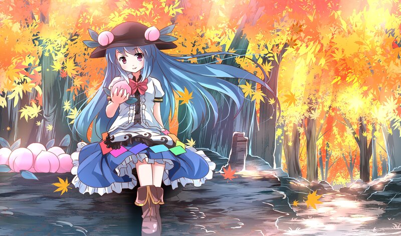 Blue-haired Girl in Forest — Orange