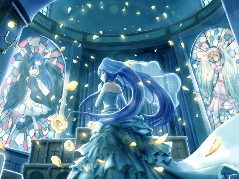 Blue-haired Girl in Gown — Blue