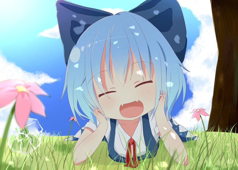 Blue-haired Girl in Grass — Blue