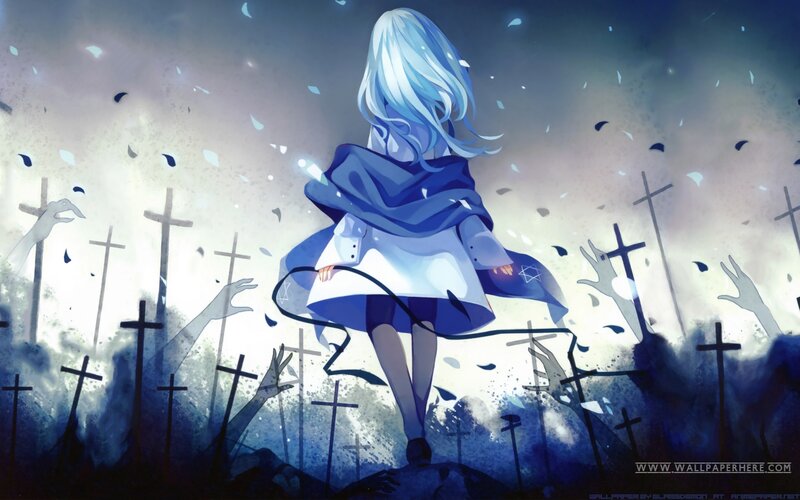 Blue-haired Girl in Graveyard — Blue