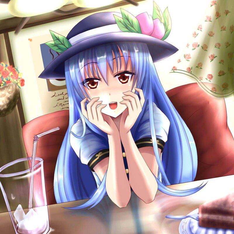 Blue-haired Girl in Hat — Blue, Calm