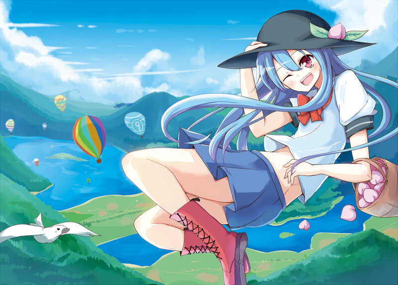 Blue-haired Girl in Hat — Blue, Cheerful
