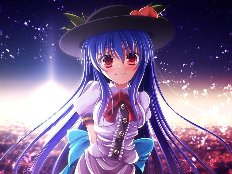 Blue-haired Girl in Hat — Purple, Dramatic