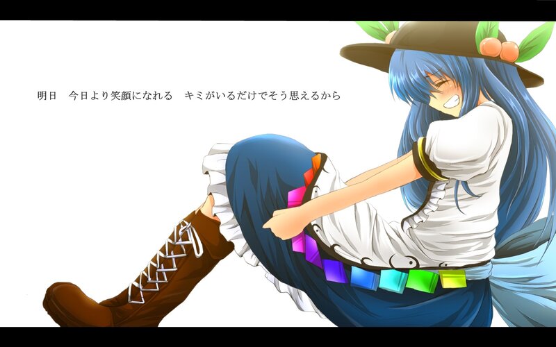 blue-haired girl in hat