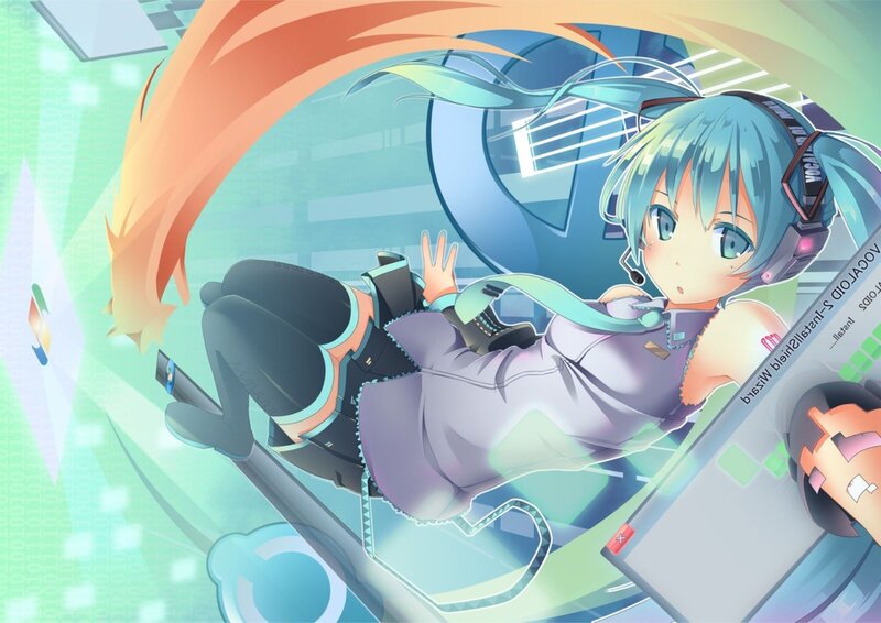 Blue-haired Girl in Headphones