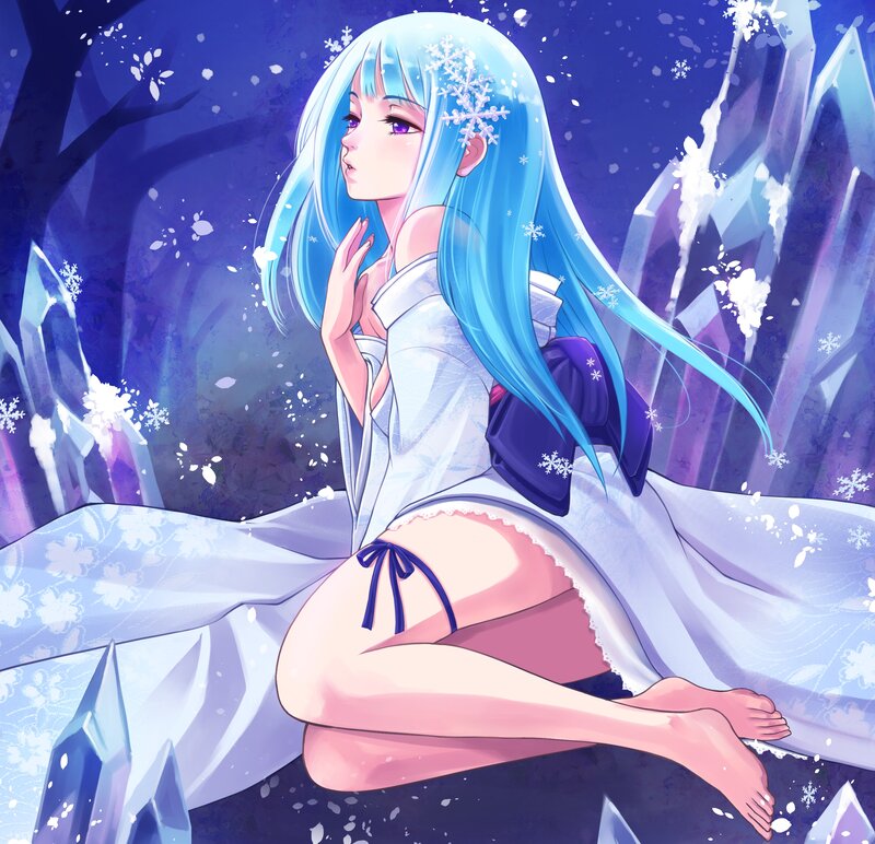 Blue-haired Girl in Ice Cave