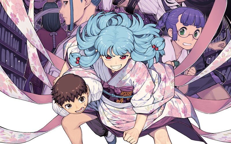 Blue-haired Girl in Kimono — Blue, Playful