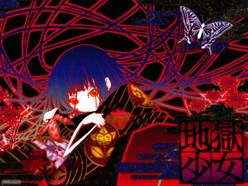 Blue-haired Girl in Kimono — Red, Dramatic