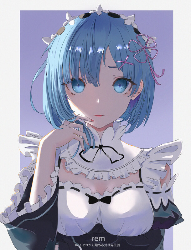Blue-haired Girl in Maid Outfit — Blue, Calm, Anime
