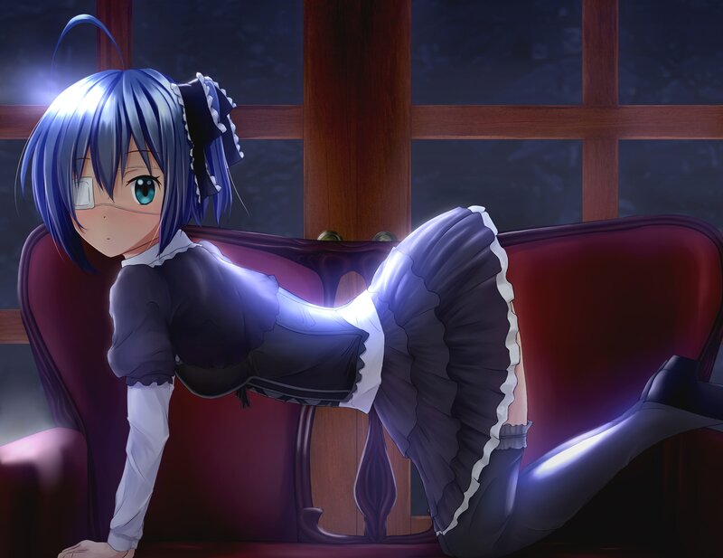 Blue-haired Girl in Maid Outfit — Blue, Dramatic