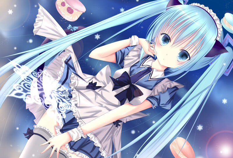 Blue-haired Girl in Maid Outfit — Blue, Dreamy