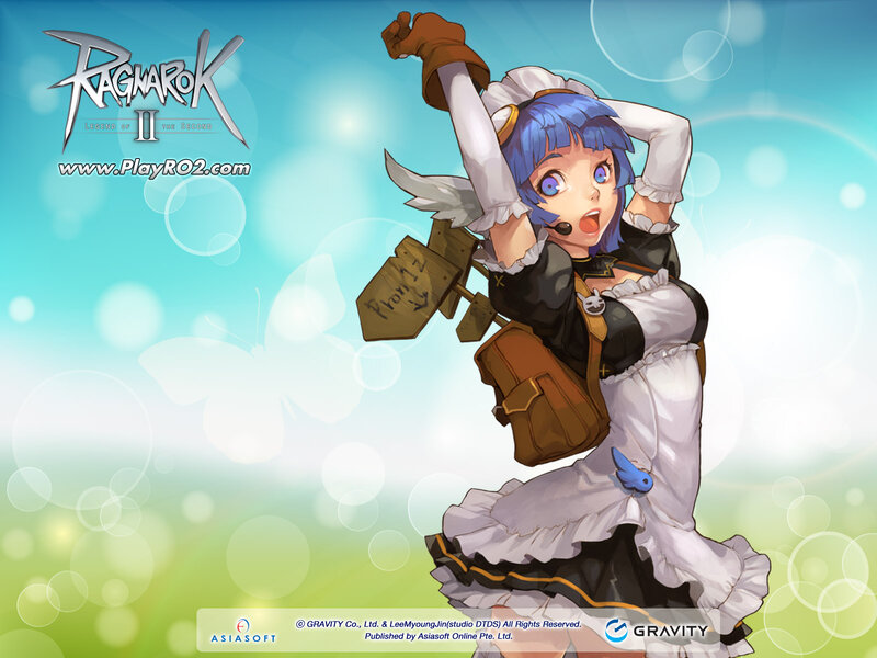 Blue-haired Girl in Maid Outfit — Blue, Playful