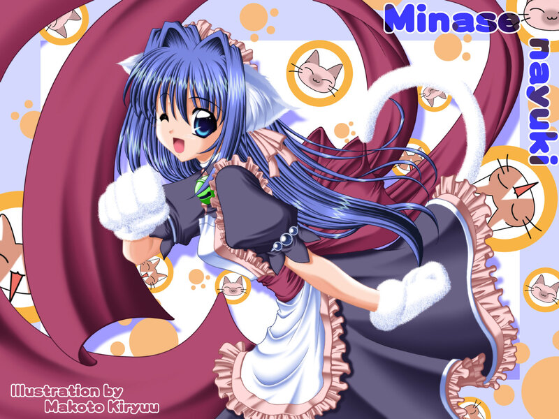 Blue-haired Girl in Maid Outfit — Purple