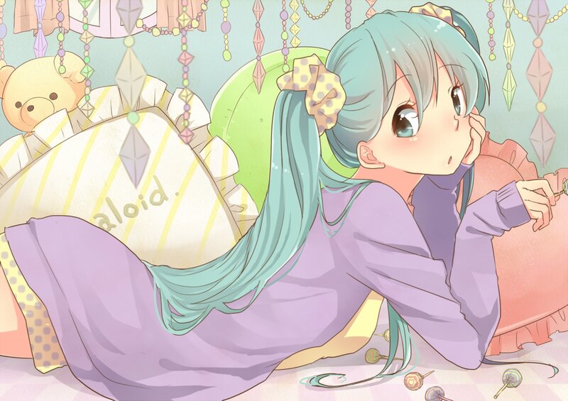 Blue-haired Girl in Pajamas — Purple