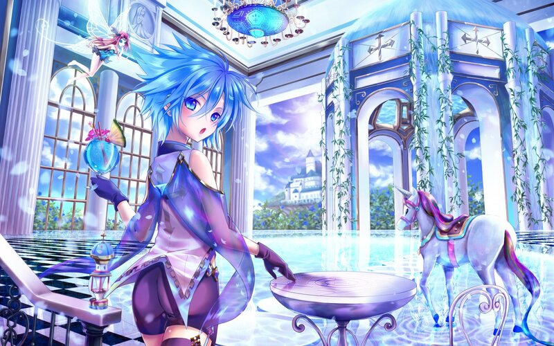 Blue-haired Girl in Palace