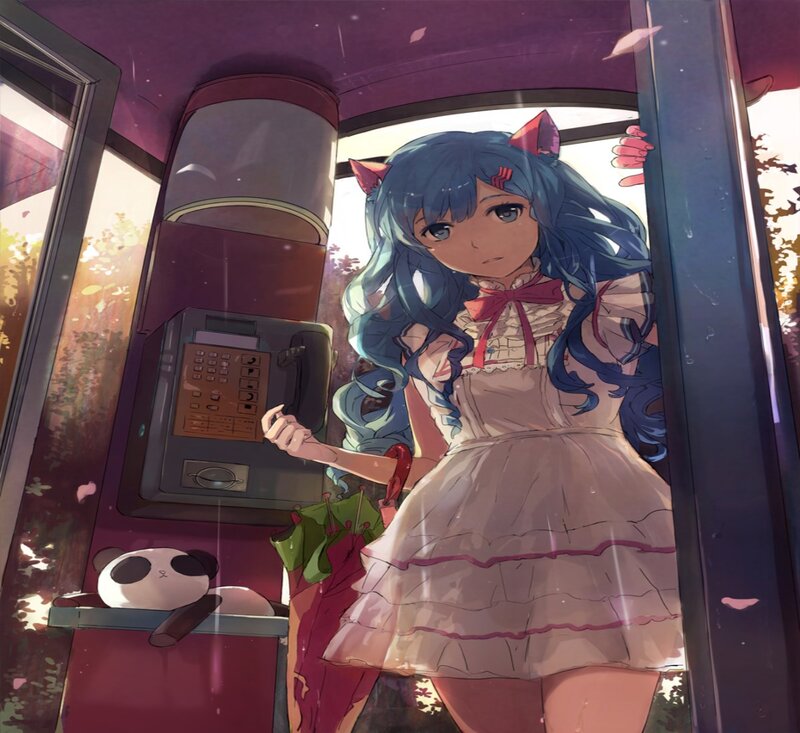 Blue-haired Girl in Phone Booth