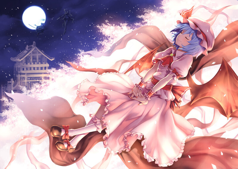 Blue-haired Girl in Pink Dress — Dramatic, Night