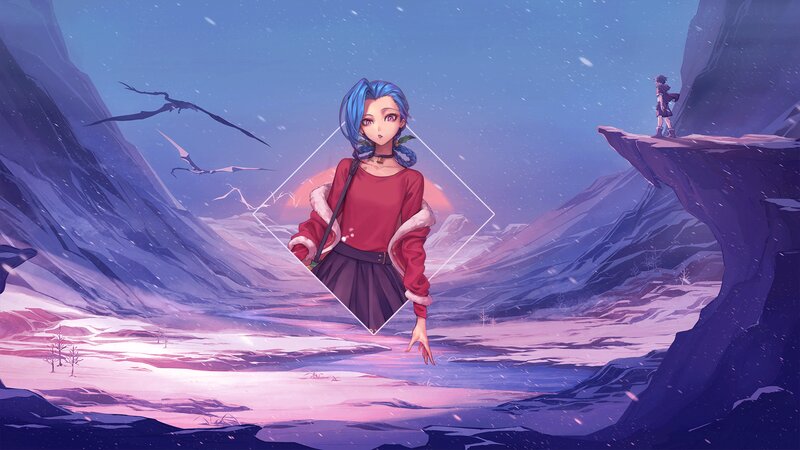 Blue-haired Girl in Red Sweater