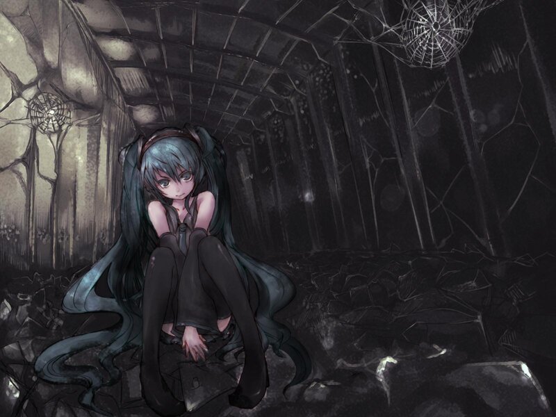 Blue-haired Girl in Ruin