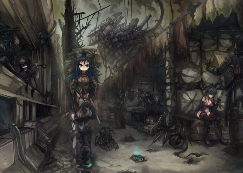 Blue-haired Girl in Ruins — Gray