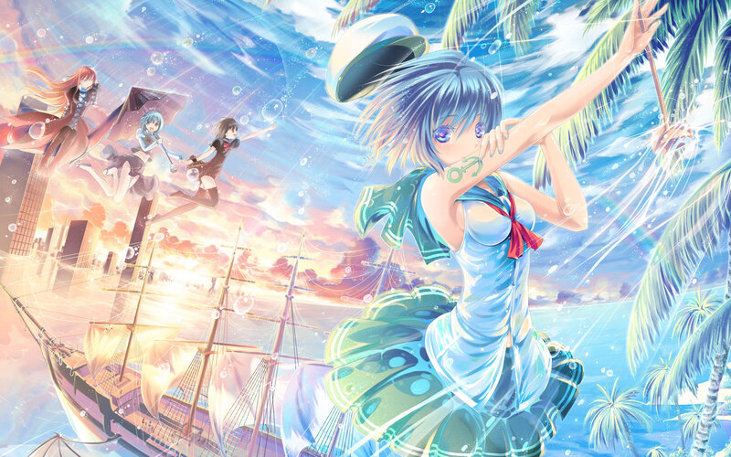 Blue-haired Girl in Sailor Outfit