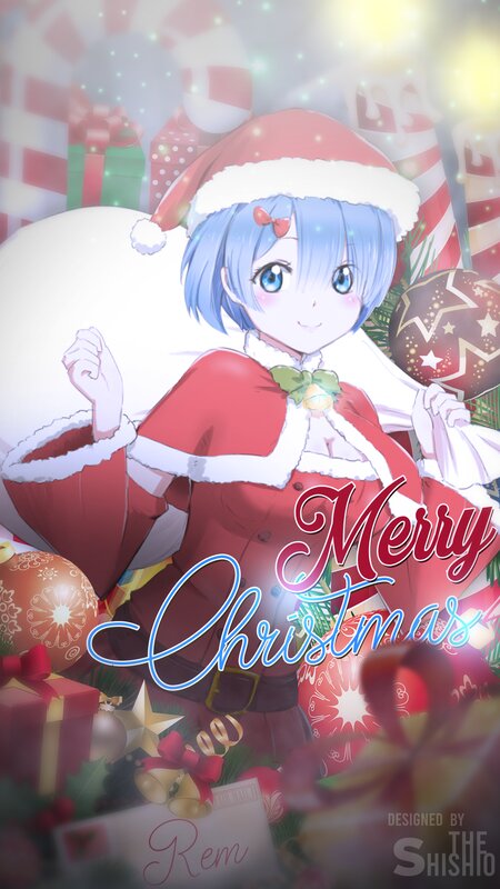 Blue-haired Girl in Santa Outfit — Red, Festive, Winter