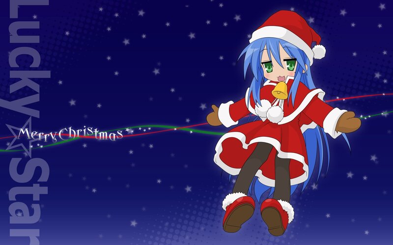 Blue-haired Girl in Santa Suit