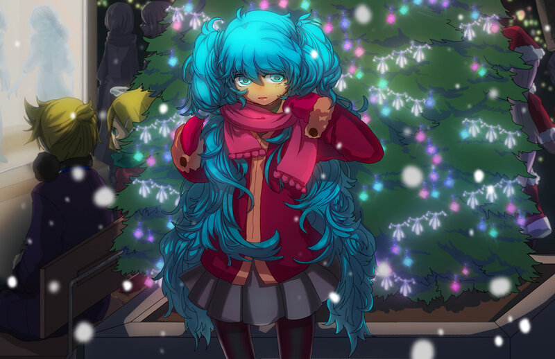 Blue-haired Girl in Scarf
