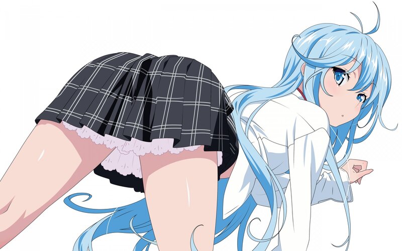 blue-haired girl in school uniform