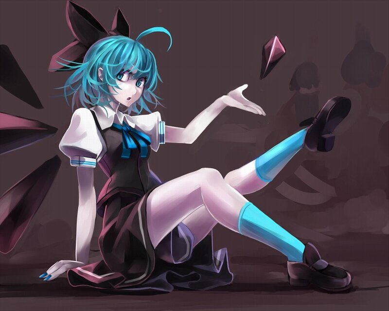 blue-haired girl in school uniform