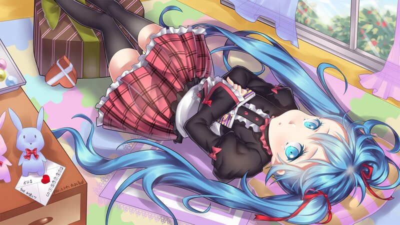 Blue-haired girl in school uniform