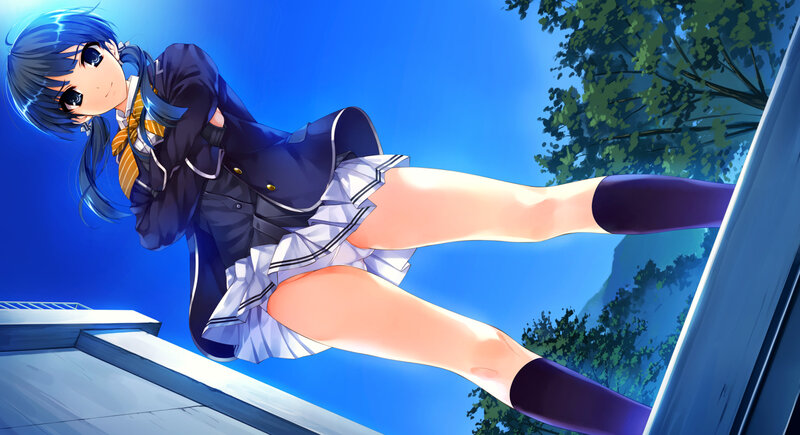 blue-haired girl in school uniform