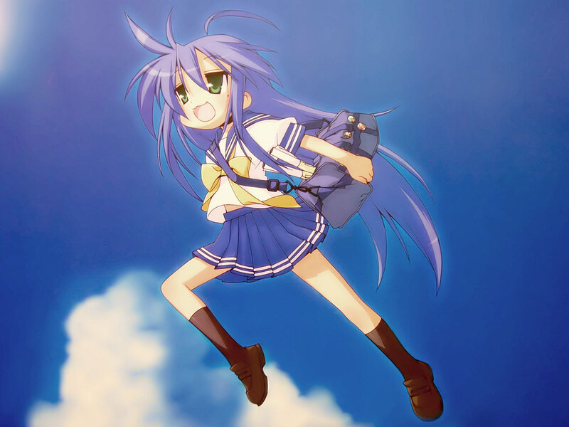 blue-haired girl in school uniform
