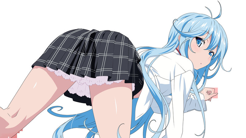 blue-haired girl in school uniform