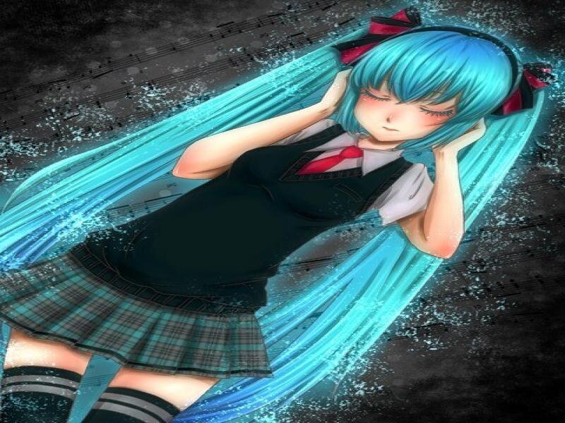 Blue-haired Girl in School Uniform — Blue, Calm