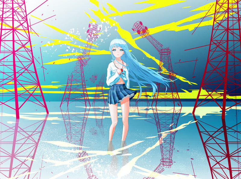 Blue-haired Girl in School Uniform — Blue, Dramatic