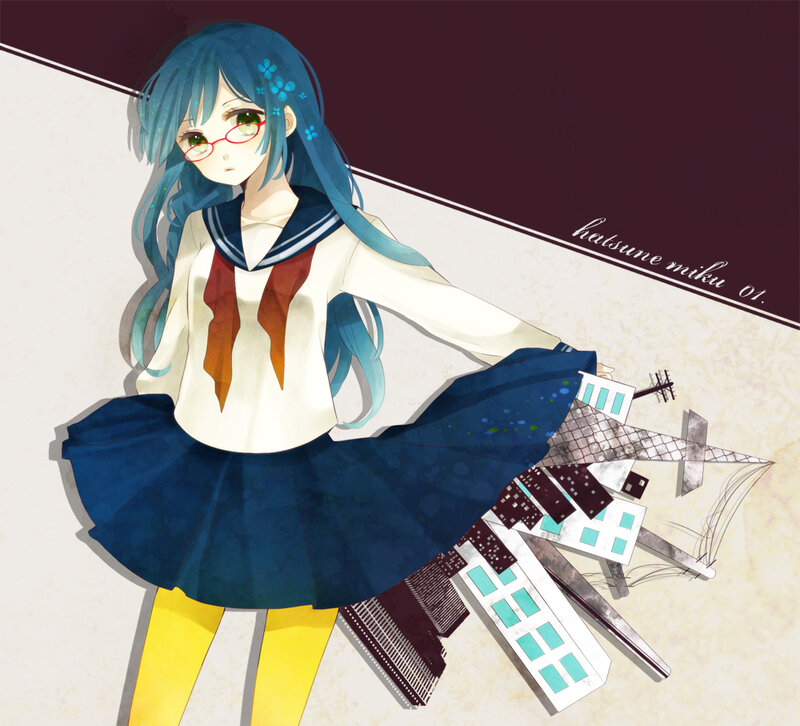 Blue-haired Girl in School Uniform — Blue