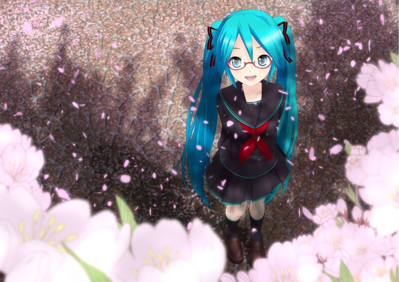 Blue-haired Girl in School Uniform — Cyan