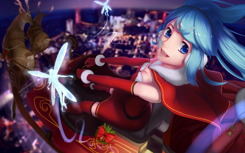 Blue-haired Girl in Sleigh — Blue