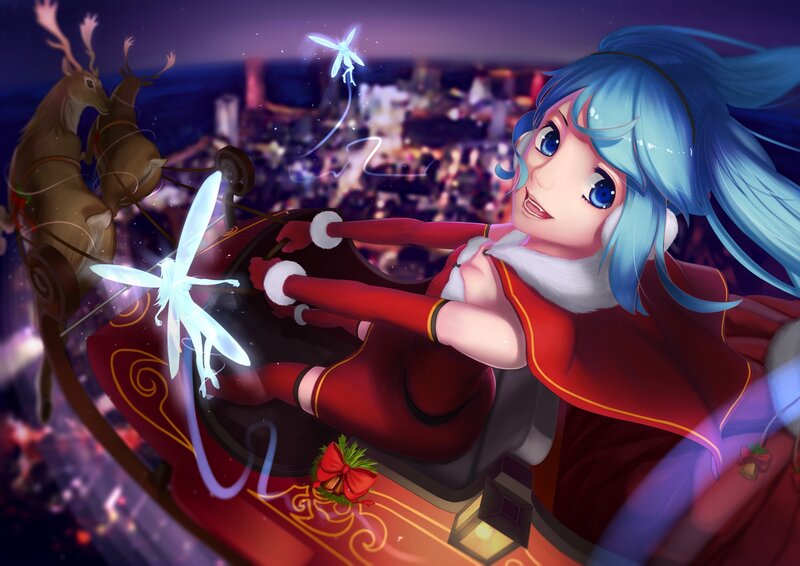 Blue-haired Girl in Sleigh